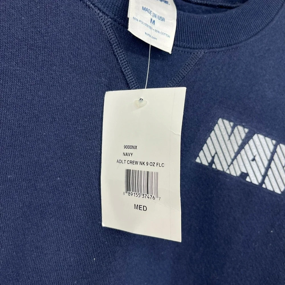 Soffe Mens US Navy Reflective Logo Crewneck Fleece Sweatshirt Blue Size M NWT